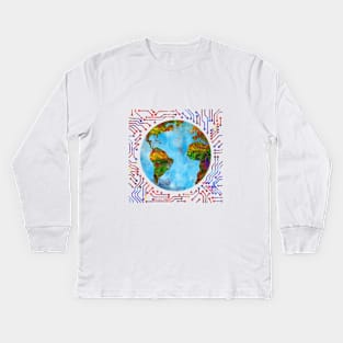 Earth circuit board Kids Long Sleeve T-Shirt